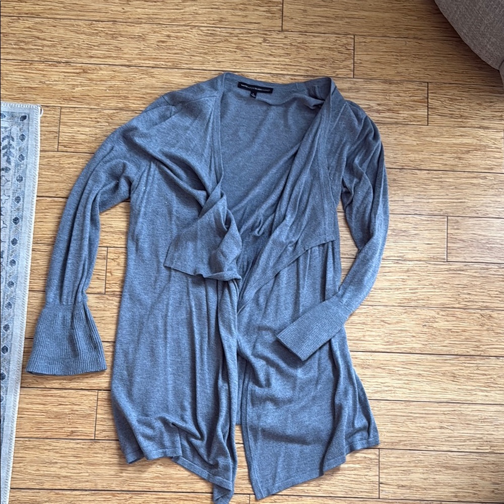 White House Black Market Cashmere Blend Gray Open Front Cardigan